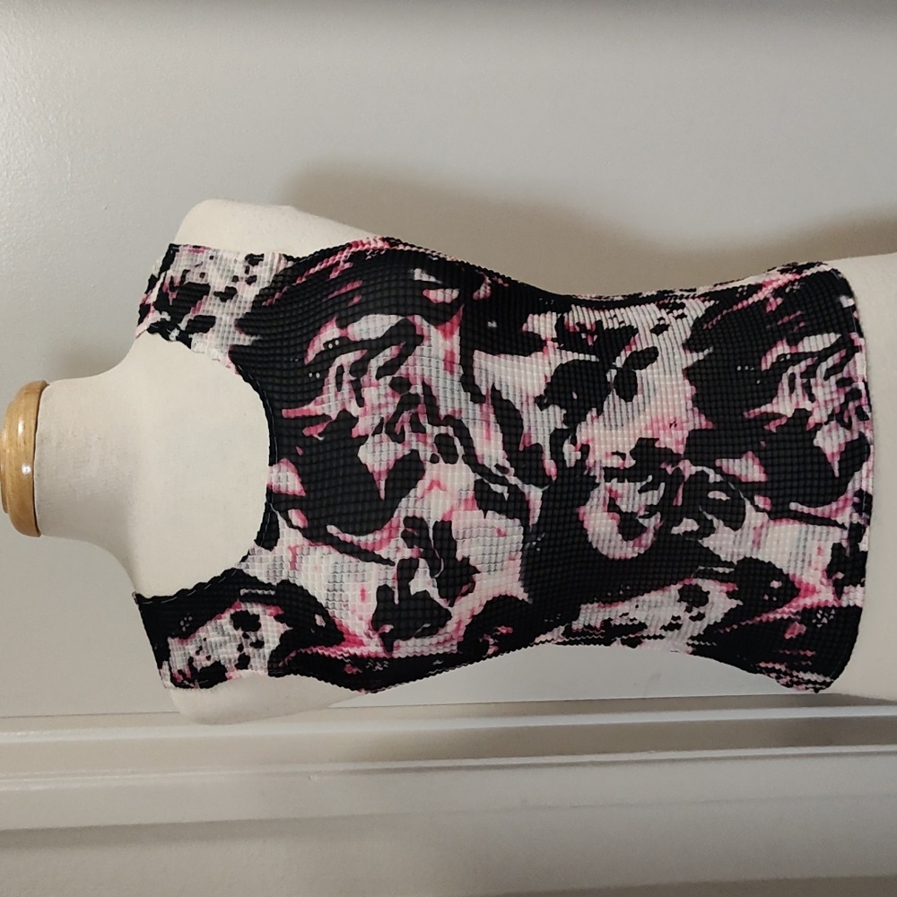 Jaipur Stretch Pink White Black Tank Top M